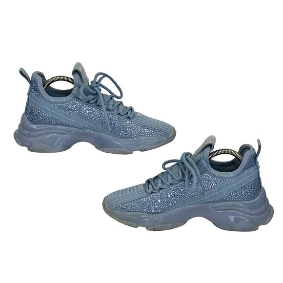 Steve Madden Woman’s Maxima Sneaker Blue Rhinestone Size 8 Chunky Platform Bling - Picture 3 of 11